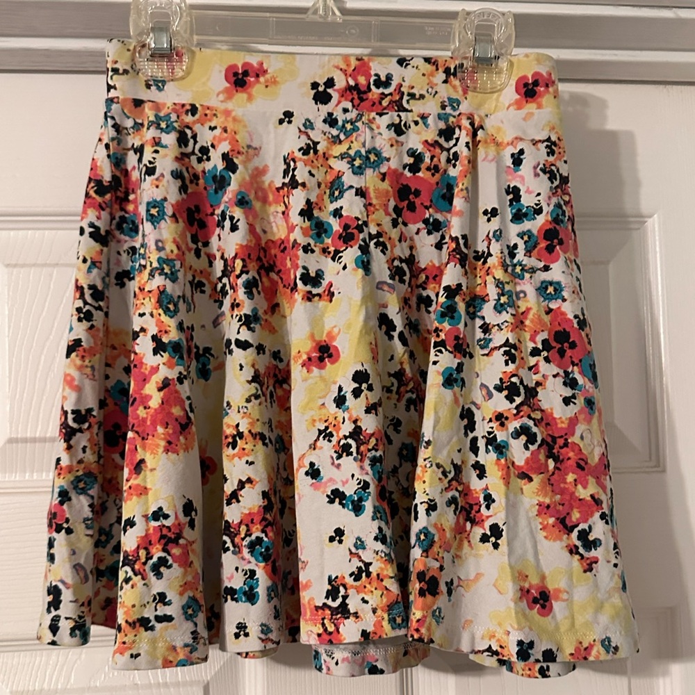SO Multicolor Floral Skater Skirt